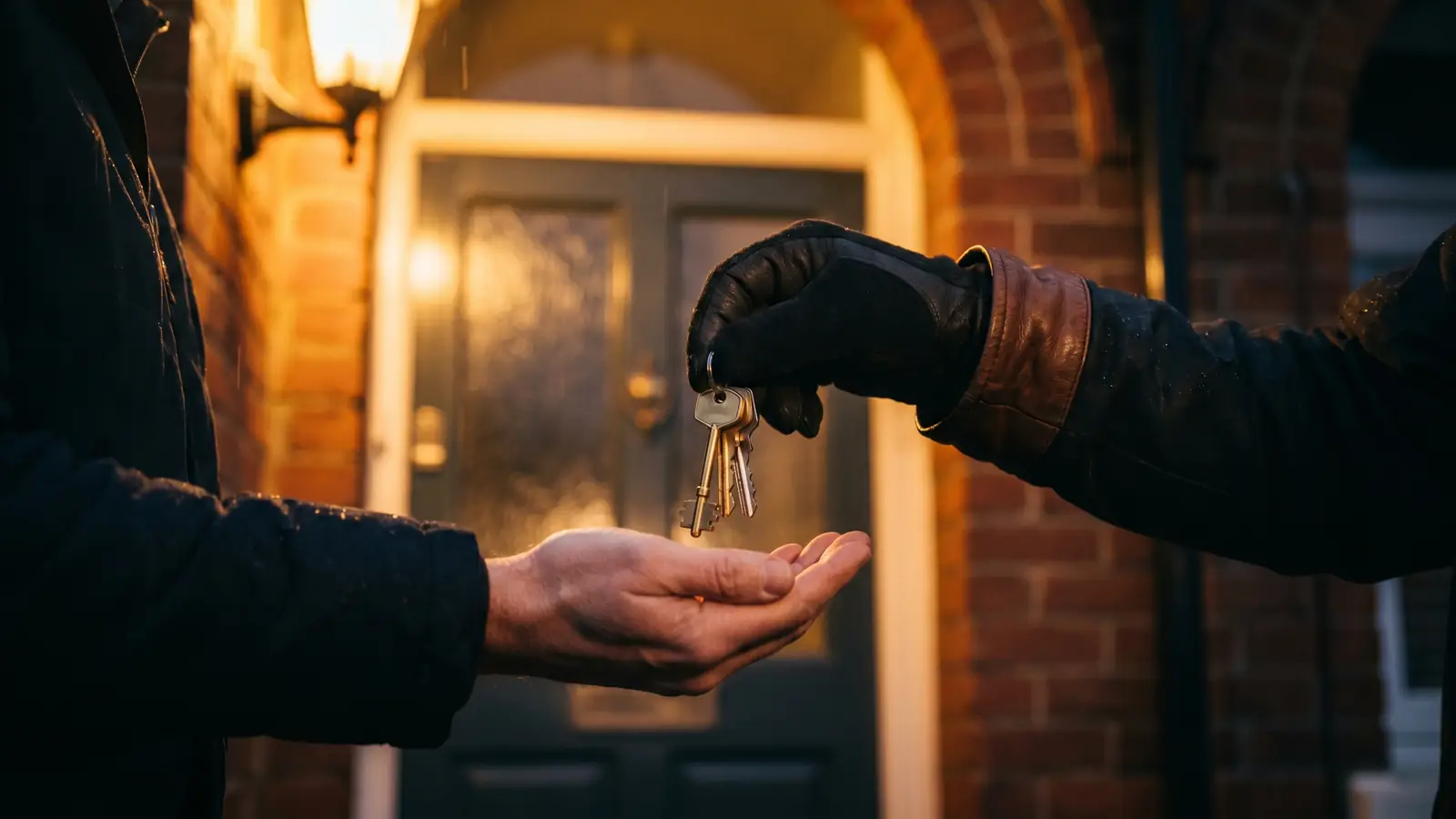 Handing fresh keys back to a Wednesbury customer on the doorstep after the job